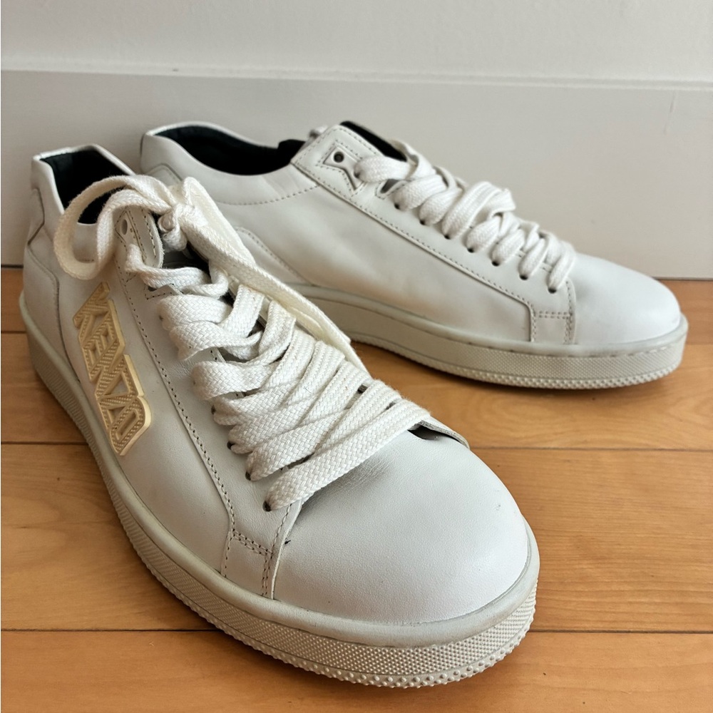Kenzo Tennix White Leather Lace-Up Low-Top Sneakers View 3
